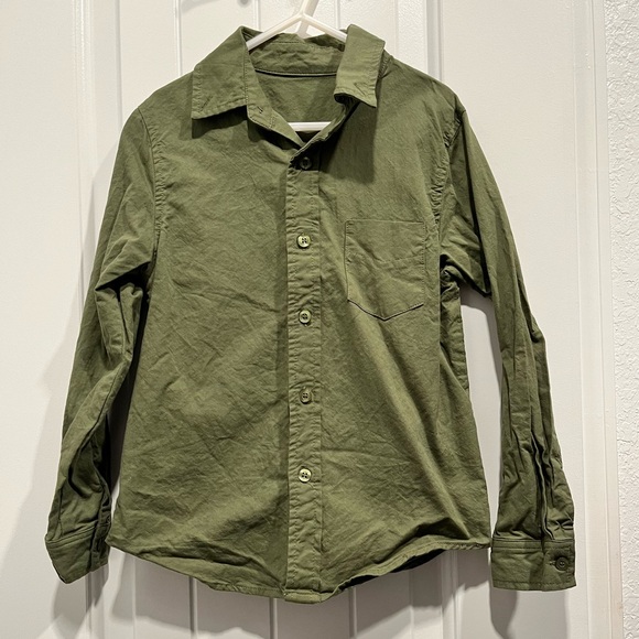 Army Green Button Down Shirt Size 6-7 Year Old - Picture 2 of 5